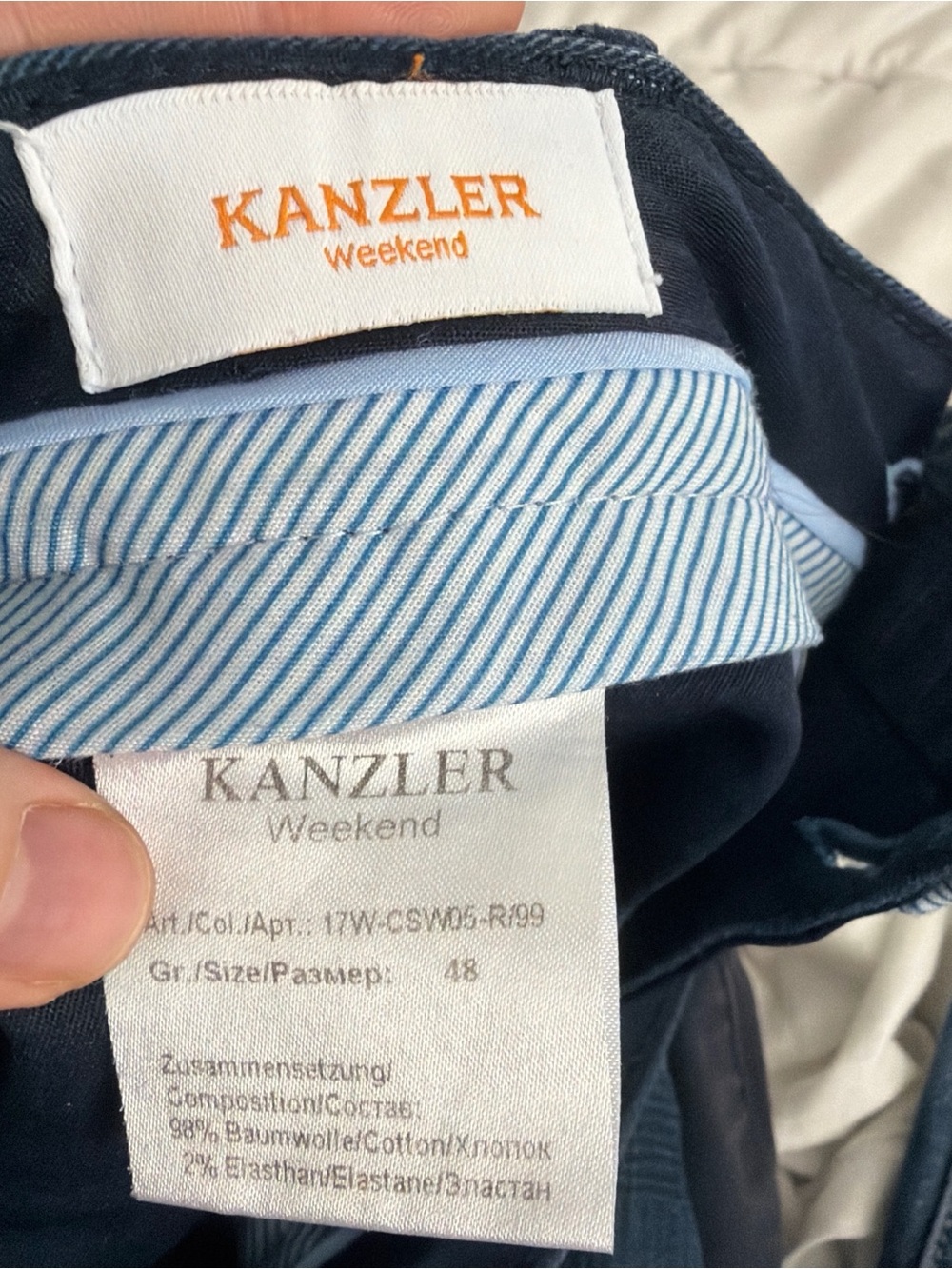 KANZLER Weekend Navy Shirt with Blue Stripe Collar
